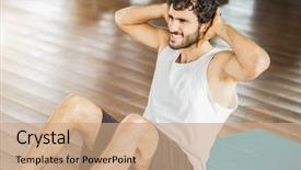  Presentation with effort - Cool new presentation design with effort - man working out his abs backdrop and a coral colored foreground