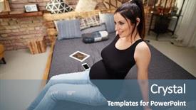  Presentation with pregnant woman - Beautiful presentation theme featuring effortless - happy pregnant woman sitting backdrop and a teal colored foreground