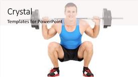  Presentation with heavy weight - Colorful PPT layouts enhanced with effortless - young sportsman lifting a heavy backdrop and a sky blue colored foreground