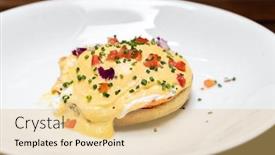  Presentation with traditional drink - Cool new presentation with egg-benedict-poached-egg-royal backdrop and a yellow colored foreground