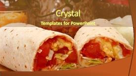  Presentation with restaurant kitchen - Presentation theme enhanced with egg burrito sliced open background and a tawny brown colored foreground