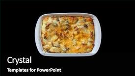 Presentation with egg dishes - Colorful PPT theme enhanced with egg casserole sausage and egg backdrop and a black colored foreground