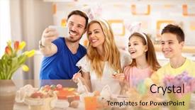  Presentation with family as institution - Cool new PPT layouts with egg cell - family easter selfie together backdrop and a coral colored foreground