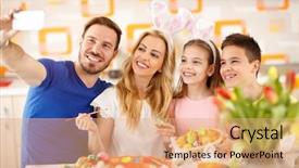  Presentation with taking care of children and parent - Cool new PPT layouts with egg cell - parents with children taking easter backdrop and a  colored foreground