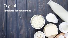  Presentation with milk dairy products - Cool new presentation design with egg curd cheese and butter backdrop and a gray colored foreground
