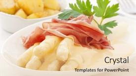  Presentation with ham radio - Beautiful presentation featuring egg dishes - asparagus with ham backdrop and a  colored foreground