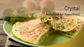  Presentation with egg dishes - PPT theme having egg dishes - omelet with broccoli background and a coral colored foreground
