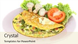  Presentation with brown sugar isolated on white - Beautiful PPT theme featuring egg dishes - omelet with mushrooms isolated backdrop and a yellow colored foreground