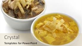  Presentation with drop - PPT theme consisting of egg drop and hot and sour bowls of soup background and a yellow colored foreground