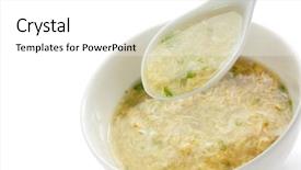 Presentation with chinese food - Theme featuring egg drop soup egg flower background and a white colored foreground