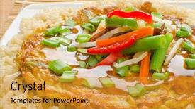  Presentation with medicina tradicional chinesa chinese herb - Amazing PPT theme having egg foo young - chinese vegetable backdrop and a gold colored foreground