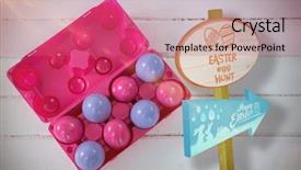  Presentation with carton for eggs - Amazing theme having egg hunt sign against multicolor backdrop and a coral colored foreground