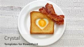  Presentation with egg - Presentation having egg-in-a-hole background and a soft green colored foreground