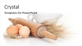  Presentation with baking utensils - Audience pleasing slide deck consisting of baking ingredients and utensils isolated backdrop and a white colored foreground