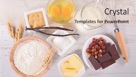  Presentation with cake - Beautiful PPT theme featuring cake ingredient backdrop and a coral colored foreground