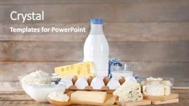  Presentation with milk dairy products - Theme with cheese milk - dairy products on wooden background background and a gray colored foreground