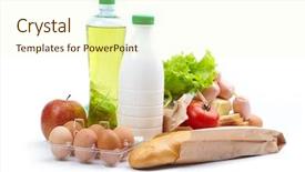  Presentation with food white - Presentation theme having milk meat egg - food on the white background and a cream colored foreground