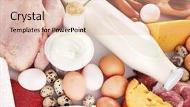  Presentation with milk dairy products - Beautiful presentation theme featuring fresh meat and dairy products backdrop and a lemonade colored foreground