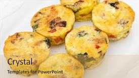  Presentation with white cheese - Presentation theme consisting of egg muffins with spinach bacon background and a yellow colored foreground