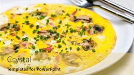  Presentation with bacon - Colorful PPT layouts enhanced with egg-omelette-with-mushrooms backdrop and a yellow colored foreground