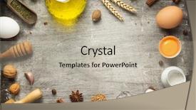  Presentation with bakery - Beautiful presentation theme featuring egg powder - bakery and bread ingredients backdrop and a light gray colored foreground