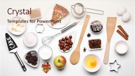  Presentation with powder - PPT theme with egg powder - cake ingredients on white table background and a lemonade colored foreground