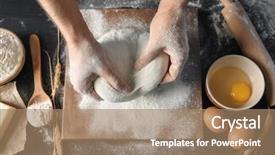  Presentation with dough - Cool new presentation theme with egg powder - man kneading dough on wooden backdrop and a coral colored foreground