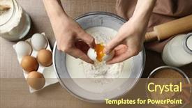  Presentation with cinnamon - Amazing PPT layouts having egg powder - woman making dough for cinnamon backdrop and a coral colored foreground