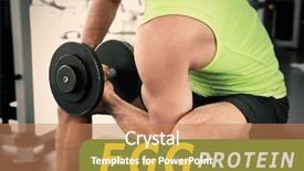  Presentation with protein - PPT theme having egg protein concept muscular man training in gym background and a coral colored foreground
