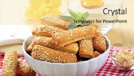  Presentation with snacks - Slide set enhanced with egg puff - snacks background and a blonde colored foreground