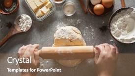 Presentation with closeup of foosball table soccer - Audience pleasing PPT layouts consisting of egg puff - woman rolling dough on table backdrop and a  colored foreground