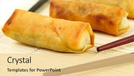  Presentation with bamboo - Slide deck having vietnamese fried spring rolls spring - chinese springrolls with chosticks background and a blonde colored foreground