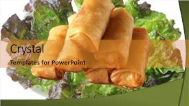  Presentation with lettuce - Cool new presentation theme with eggrolls on red lettuce backdrop and a gold colored foreground