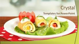  Presentation with cream - Presentation design with egg rolls with cheese cream background and a  colored foreground
