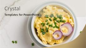  Presentation with spread - PPT layouts consisting of egg-spread-with-onion background and a soft green colored foreground