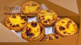  Presentation with egg - Presentation consisting of egg-tart-or-portuguese-egg background and a gold colored foreground