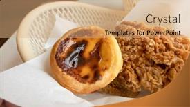  Presentation with fried chicken - PPT theme enhanced with egg-tarts-and-fried-chicken background and a coral colored foreground