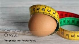  Presentation with egg - Beautiful slide deck featuring egg-with-measuring-tape backdrop and a coral colored foreground