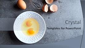  Presentation with eggshells - Presentation theme with egg-yolks-in-a-bowl background and a light blue colored foreground