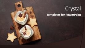 Presentation with flat - Amazing PPT theme having eggnog traditional christmas cocktail flat lay top view on stone table with copy space backdrop and a dark gray colored foreground