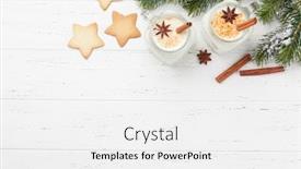  Presentation with cookies christmas - Cool new PPT theme with eggnog traditional christmas cocktail and gingerbread cookies on wooden table flat lay top view with space for your greetings backdrop and a white colored foreground