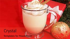  Presentation with christmas music for text - Presentation consisting of eggnog under the christmas tree background and a red colored foreground