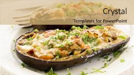  Presentation with hydroponics vegetables hydroponic vegetable - Beautiful PPT theme featuring eggplant - aubergine stuffed with vegetables backdrop and a yellow colored foreground