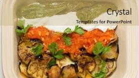  Presentation with green yogurt - Colorful presentation theme enhanced with eggplant and fried mild green backdrop and a  colored foreground