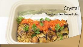  Presentation with green yogurt - Presentation theme featuring eggplant and fried mild green background and a  colored foreground