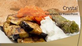  Presentation with green yogurt - Amazing PPT theme having eggplant and fried mild green backdrop and a  colored foreground