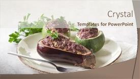  Presentation with eggplant - PPT theme consisting of eggplant and zucchinis stuffed background and a sky blue colored foreground