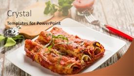  Presentation with eggplant - Presentation theme enhanced with eggplant-cannelloni-with-tomato-sauce background and a lemonade colored foreground