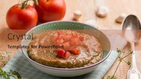  Presentation with eggplant - Slide set featuring eggplant-cream-witn-tomaotes background and a coral colored foreground