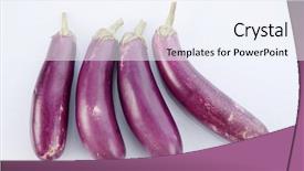  Presentation with eggplant - Slide deck with eggplant isolated on white background background and a sky blue colored foreground